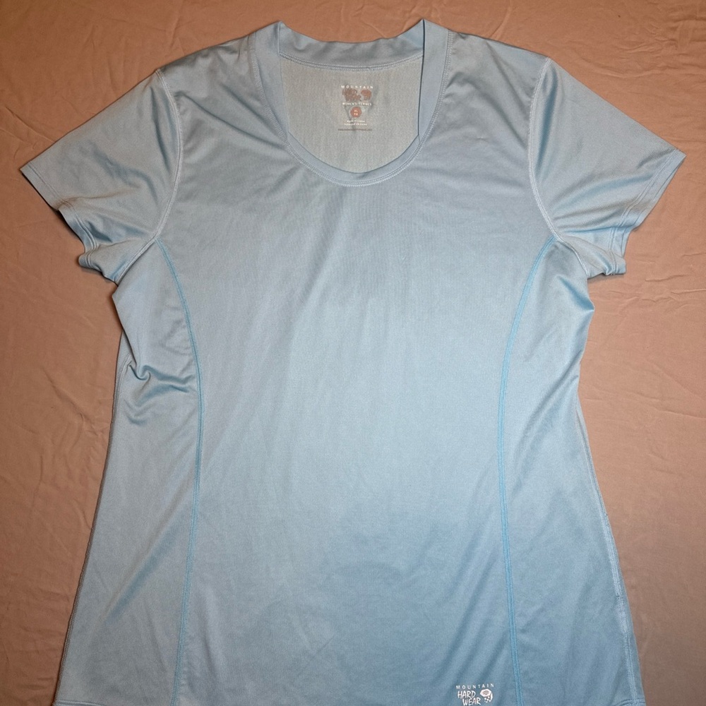 Mountain Hardwear Lightweight Performance Women XL Short Sleeve Shirt Light Blue